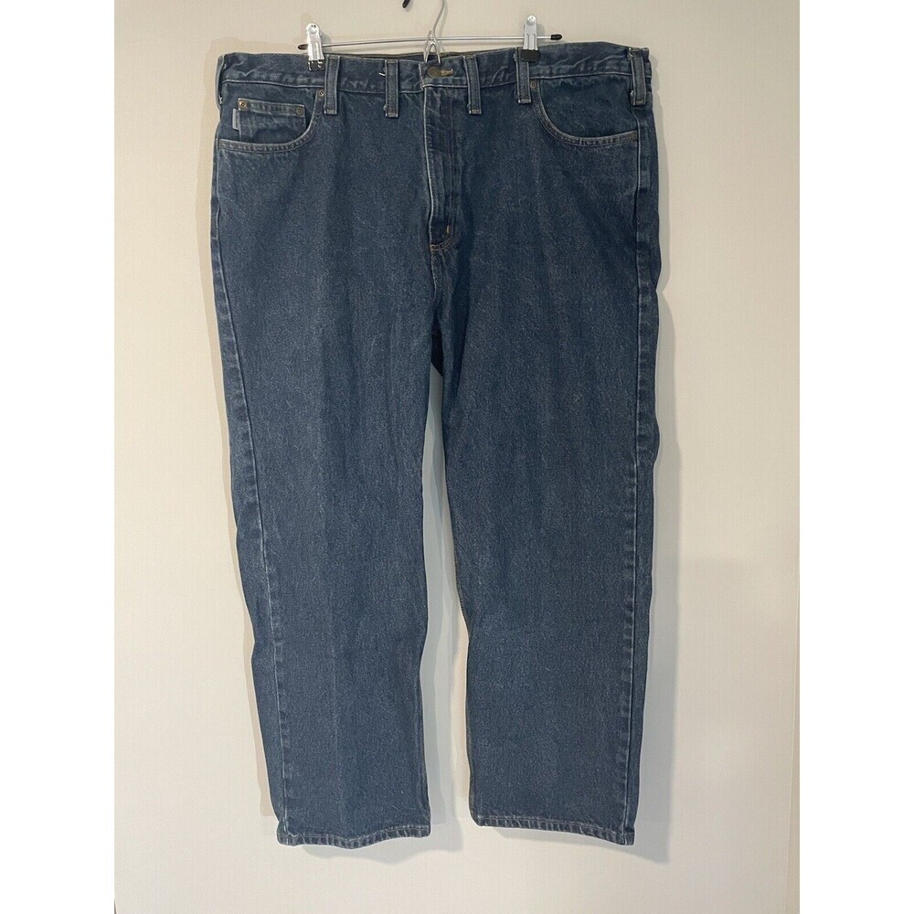 Carhartt Straight Leg Relaxed Fit Mens 44x30 Blue Jeans Mid Rise Work Wear